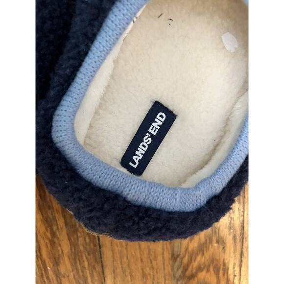 Lands' End Womens Sherpa Fleece Ballet House Slippers Radiant Navy - Size 6B - Picture 2 of 4